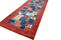 Teppich Perser Gabbeh Läufer 85x290 cm Handgeknüpft Carpet Rug 100% Wolle rot