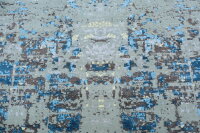 Designer Teppich Lavish fein 250x350 cm 100% Wolle Handgeknüpft braun blau grau