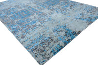 Designer Teppich Lavish fein 250x350 cm 100% Wolle Handgeknüpft braun blau grau