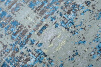 Designer Teppich Lavish fein 250x350 cm 100% Wolle Handgeknüpft braun blau grau