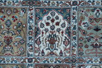 Teppich Orient Indo Felder Ghom 250x300 cm Carpet 100% Wolle Handgeknüpft creme