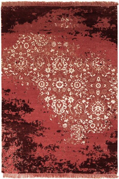 Designer Teppich Nepal Galaxy Fusion 120x180 cm Wolle Handgeknüpft rost berry