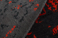 Designer Teppich rund 245x245 cm Wolle Bambus Seide Handgeknüpft anthrazit rot