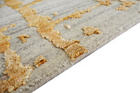 Designer Teppich Avantgarde 120x180 cm Wolle Bambus Seide Handgeknüpft grau gold