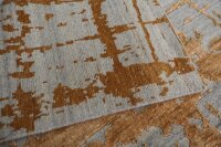 Designer Teppich Avantgarde 120x180 cm Wolle Bambus Seide Handgeknüpft grau gold
