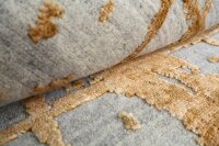 Designer Teppich Avantgarde 120x180 cm Wolle Bambus Seide Handgeknüpft grau gold