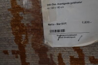 Designer Teppich Avantgarde 120x180 cm Wolle Bambus Seide Handgeknüpft grau gold