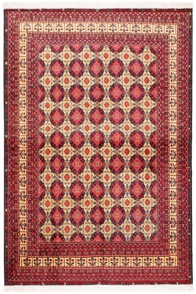 Teppich Orient Afghan 190x290 cm 100% Wolle Handgeknüpft Carpet Rug beige rot