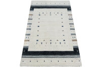 Teppich Gabbeh Loribaft 120x180 cm Handgewebt Carpet Rug 100% Wolle creme grau