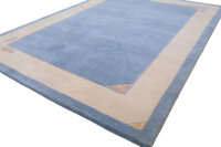 Teppich Original Nepal Handgeknüpft 100% Wolle 140x200 cm Rug hellblau beige