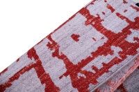 Designer Teppich Nepal Avantgarde 140x200 cm Wolle Seide Handgeknüpft grau rot