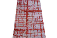 Designer Teppich Nepal Avantgarde 140x200 cm Wolle Seide Handgeknüpft grau rot