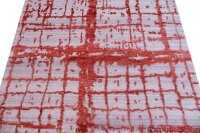 Designer Teppich Nepal Avantgarde 140x200 cm Wolle Seide Handgeknüpft grau rot