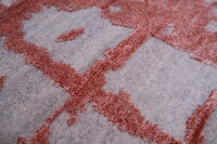 Designer Teppich Nepal Avantgarde 140x200 cm Wolle Seide Handgeknüpft grau rot