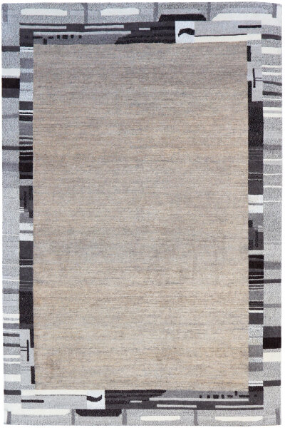 Teppich Original Nepal Handgeknüpft 100% Wolle 170x240 cm grau beige meliert