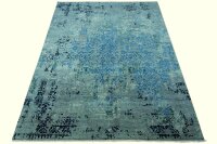 Teppich Orient Ziegler Modern 200x300 cm 100% Wolle Handgeknüpft grau blau