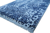 Designer Teppich Prestige Floral 200x300 cm 100% Wolle Handgeknüpft weiß blau