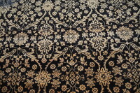 Designer Teppich 200x300 cm Wolle Bambus Seide Handgeknüpft schwarz grau gold