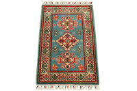 Teppich Orient Kazak Brücke 60x90 cm 100% Wolle Handgeknüpft Rug Tapis rot blau