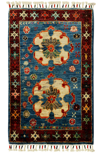 Teppich Orient Ziegler Brücke 60x90 cm 100% Wolle Handgeknüpft Carpet rot blau