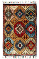 Teppich Orient Felder Ziegler 60x90 cm 100% Wolle Handgeknüpft Brücke Rug multi