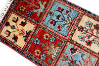 Teppich Orient Ziegler Felder Bakhtiar 60x90 cm 100% Wolle Handgeknüpft rot blau