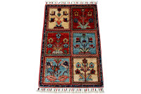 Teppich Orient Ziegler Felder Bakhtiar 60x90 cm 100% Wolle Handgeknüpft rot blau