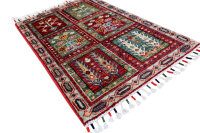 Teppich Orient Ziegler Felder Bakhtiar 60x90 cm 100% Wolle Handgeknüpft grün rot